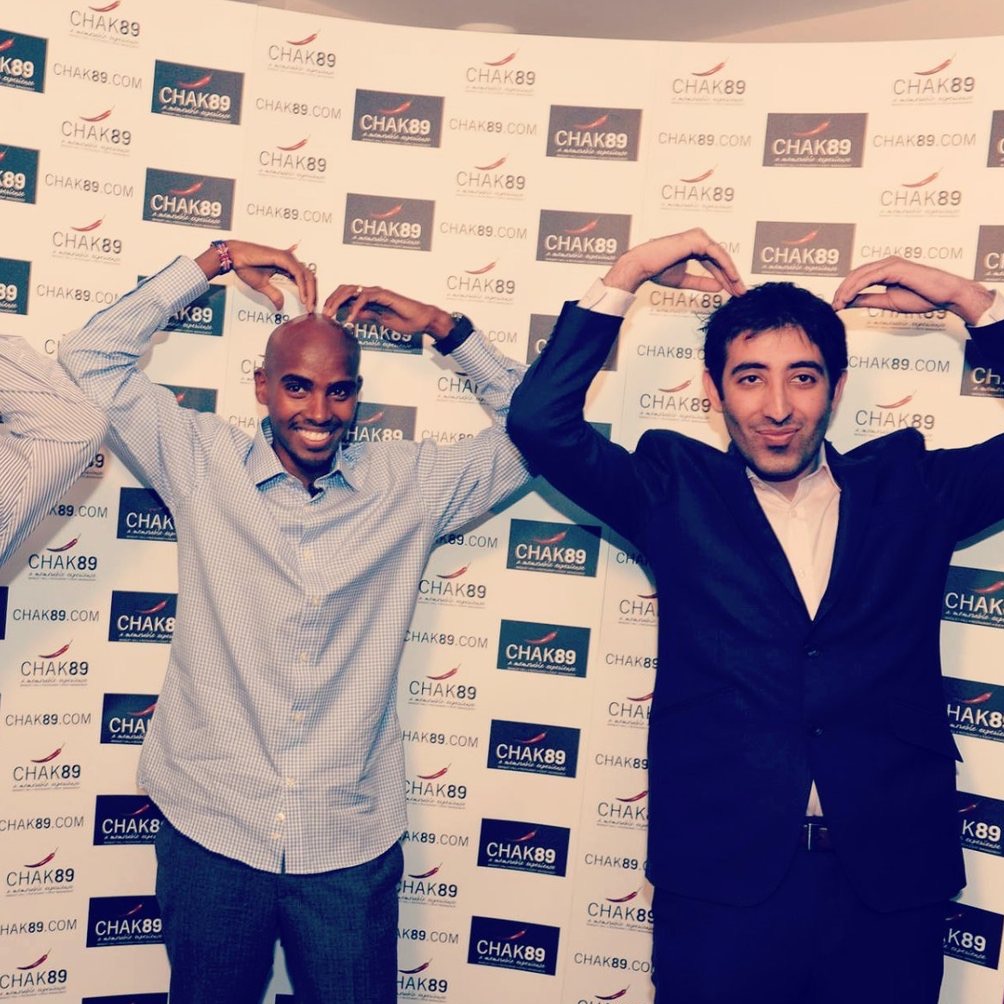 Kaiser Khan with Sir Mo Farah